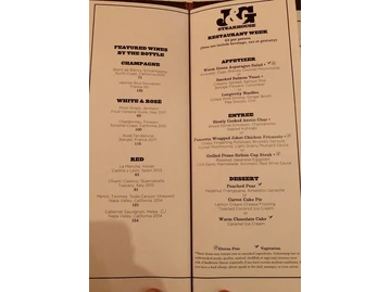 J&G Steakhouse menu photo