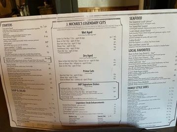J Michael's Prime menu photo