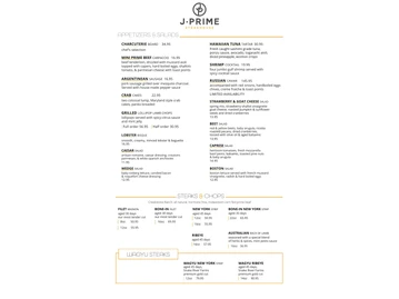 J-Prime Steakhouse menu photo
