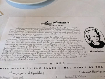 Jackson's Steakhouse menu photo