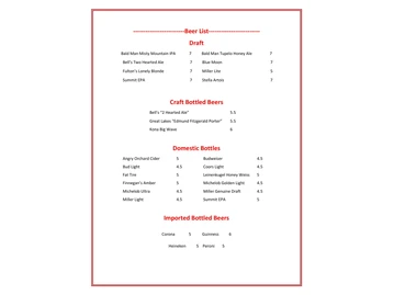 Jensen's food & cocktails menu photo