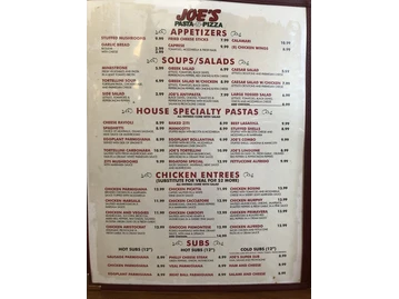 Joe's Pasta N Pizza menu photo