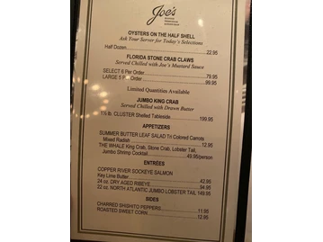 Joe's Seafood, Prime Steak & Stone Crab menu photo
