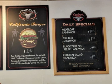 Kinder's menu photo
