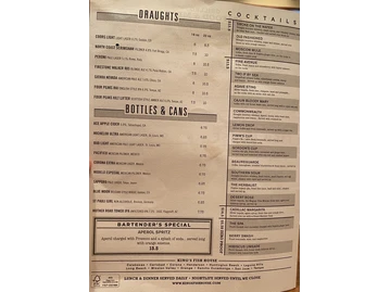 King's Fish House menu photo