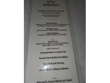 Kingfish menu photo