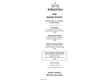 Kingfish menu photo