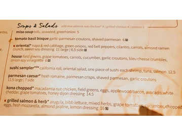 Kona Grill menu photo