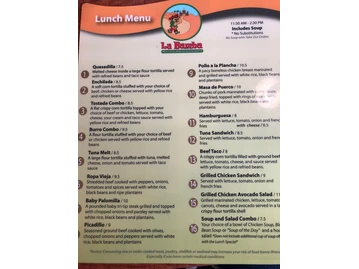 La Bamba menu photo