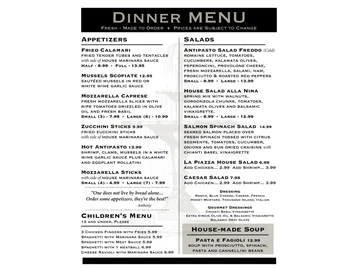 La Piazza Italian Restaurant menu photo
