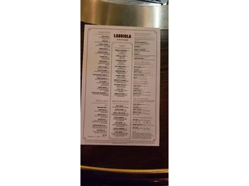 Labriola Chicago menu photo