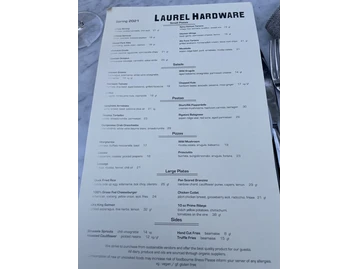 Laurel Hardware menu photo