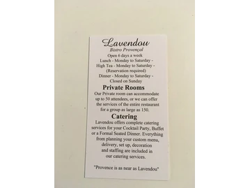 Lavendou Bistro Provincial menu photo
