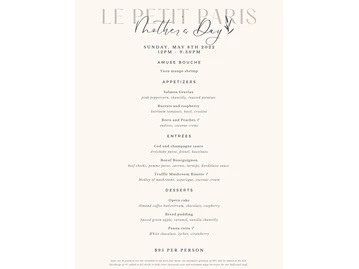Le Petit Paris menu photo