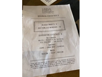 Libby's menu photo