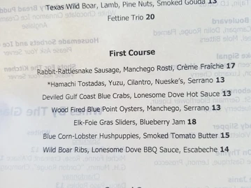 Lonesome Dove Austin menu photo
