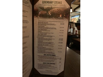 LongHorn Steakhouse menu photo