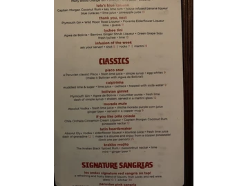 Los Andes menu photo