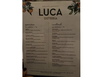Luca Osteria menu photo