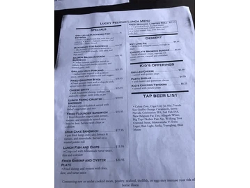 Lucky Pelican menu photo