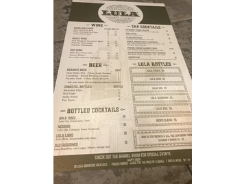 Lula Restaurant Distillery menu photo