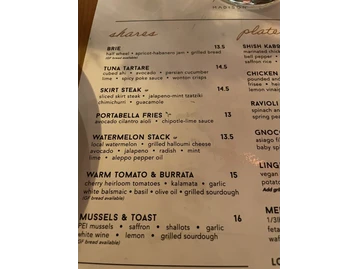 Madison menu photo