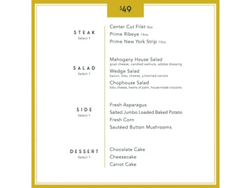Mahogany Prime Steakhouse menu photo