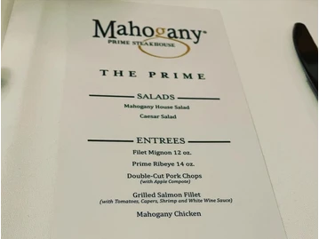 Mahogany Prime Steakhouse menu photo