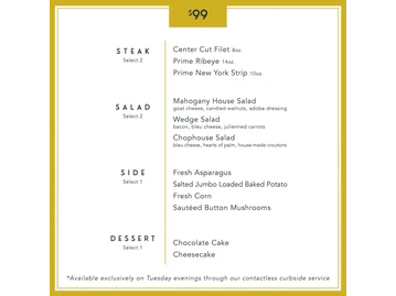 Mahogany Prime Steakhouse menu photo