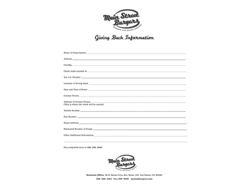 Main Street Burgers menu photo