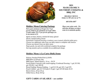 Mama Hamil's Southern Cookin' and Bar B Que Buffet menu photo