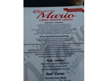 Mario’s Catalina menu photo