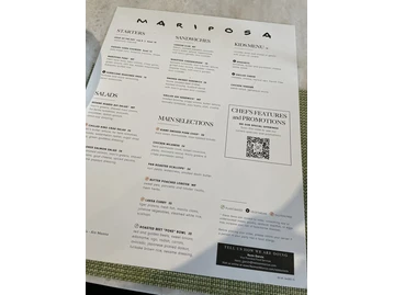 Mariposa menu photo