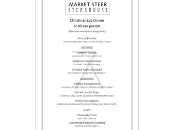 Market Steer Steakhouse menu photo