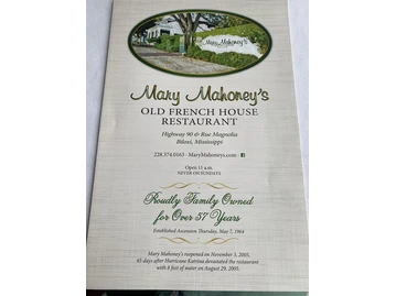 Mary Mahoney's Old French House menu photo