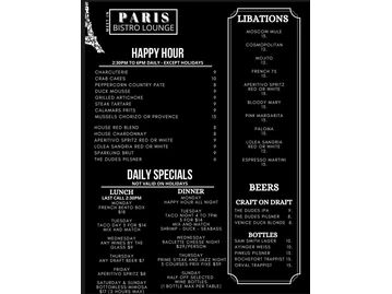 Meet in Paris French Bistro menu photo