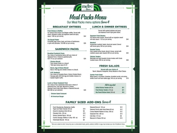 Metro Diner menu photo