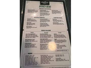 Metro Diner menu photo