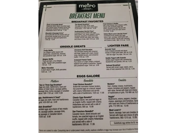 Metro Diner menu photo
