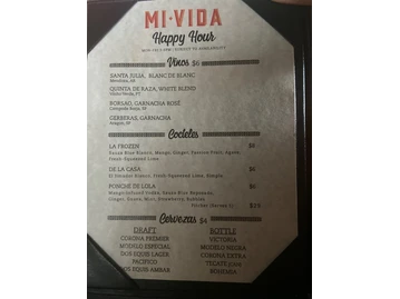 MI VIDA menu photo