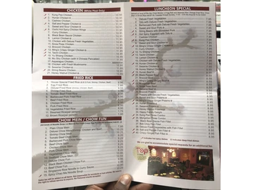 Ming's menu photo
