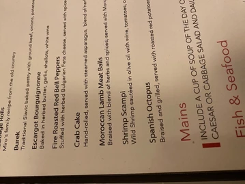 Miro's Restaurant menu photo