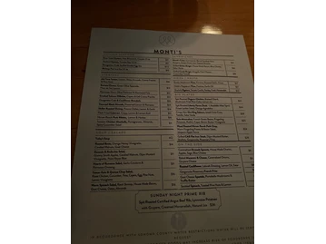Monti's menu photo