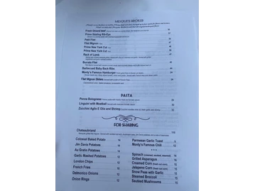 Monty's Steakhouse menu photo