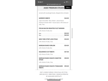 Morrie’s Steakhouse menu photo