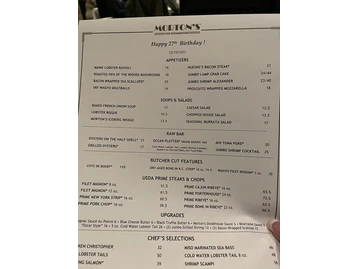 Morton's The Steakhouse menu photo