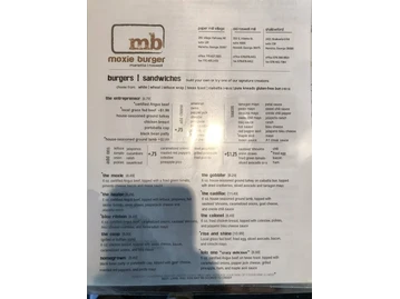Moxie Burger menu photo