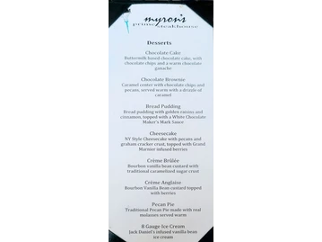 Myron's Prime Steakhouse menu photo