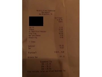 Myron's Prime Steakhouse menu photo