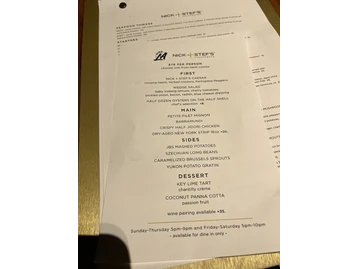 Nick + Stef's Steakhouse menu photo